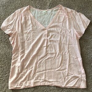Caslon Pink V-Neck Relaxed Blouse